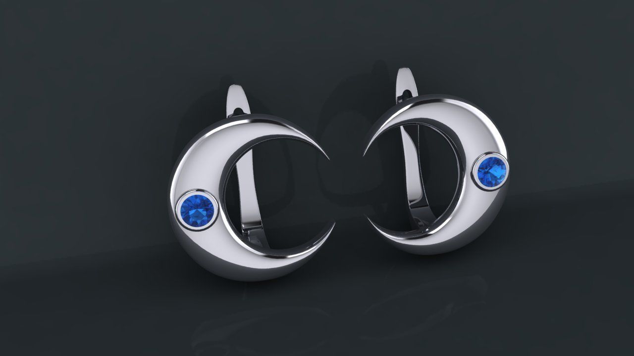 month earring 3D print model_1