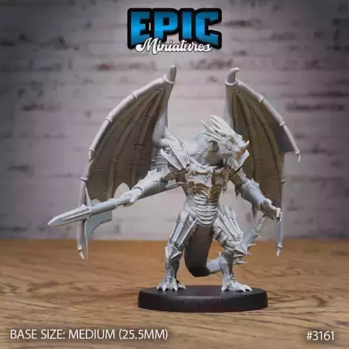 Winged Half Dragon - DnD Tabletop Miniature 3D Model - STL FILE 3D print model
