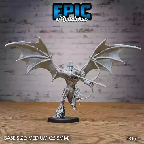 Winged Half Dragon Bow - DnD Tabletop Miniature Model - STL FILE