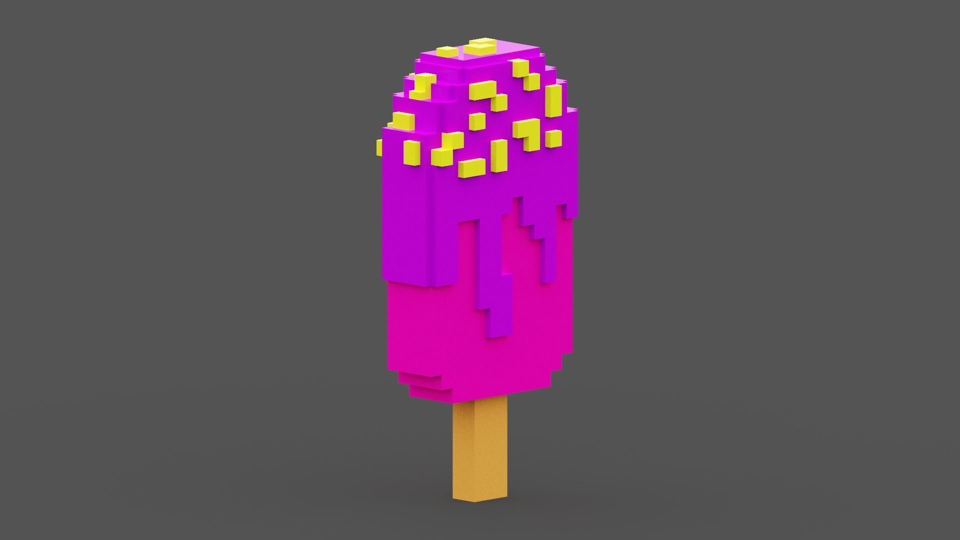 Voxel Pink Ice Cream Low-poly 3D model_12