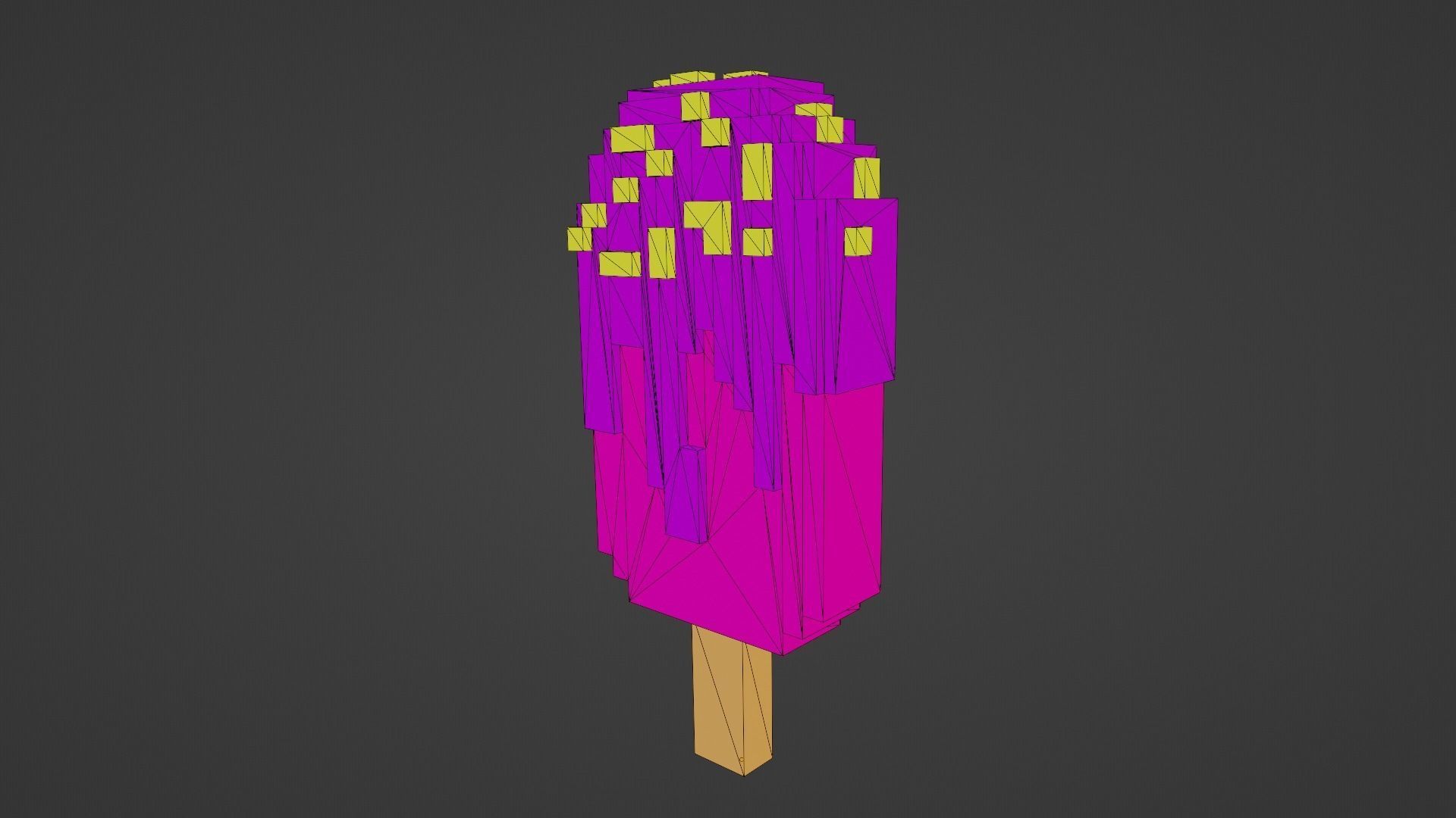 Voxel Pink Ice Cream Low-poly 3D model_14