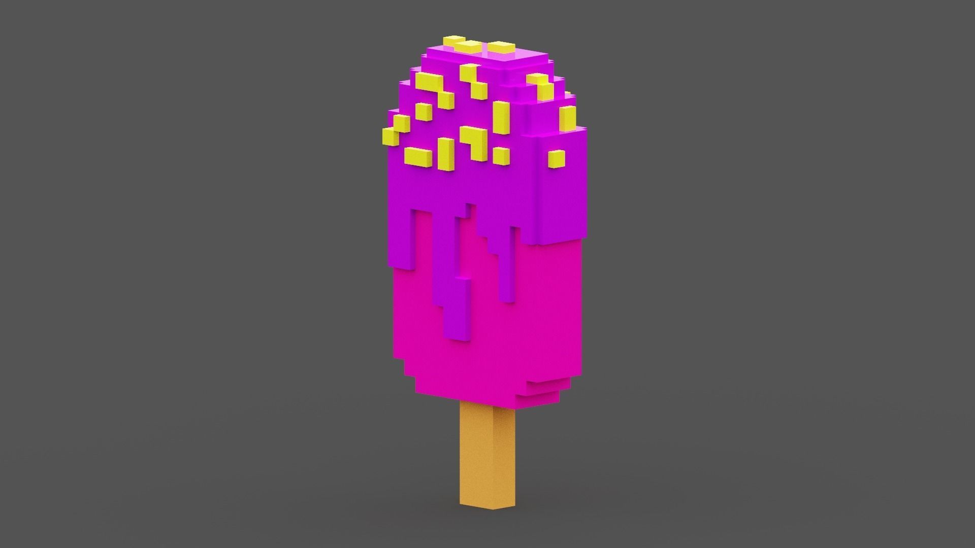 Voxel Pink Ice Cream Low-poly 3D model_3