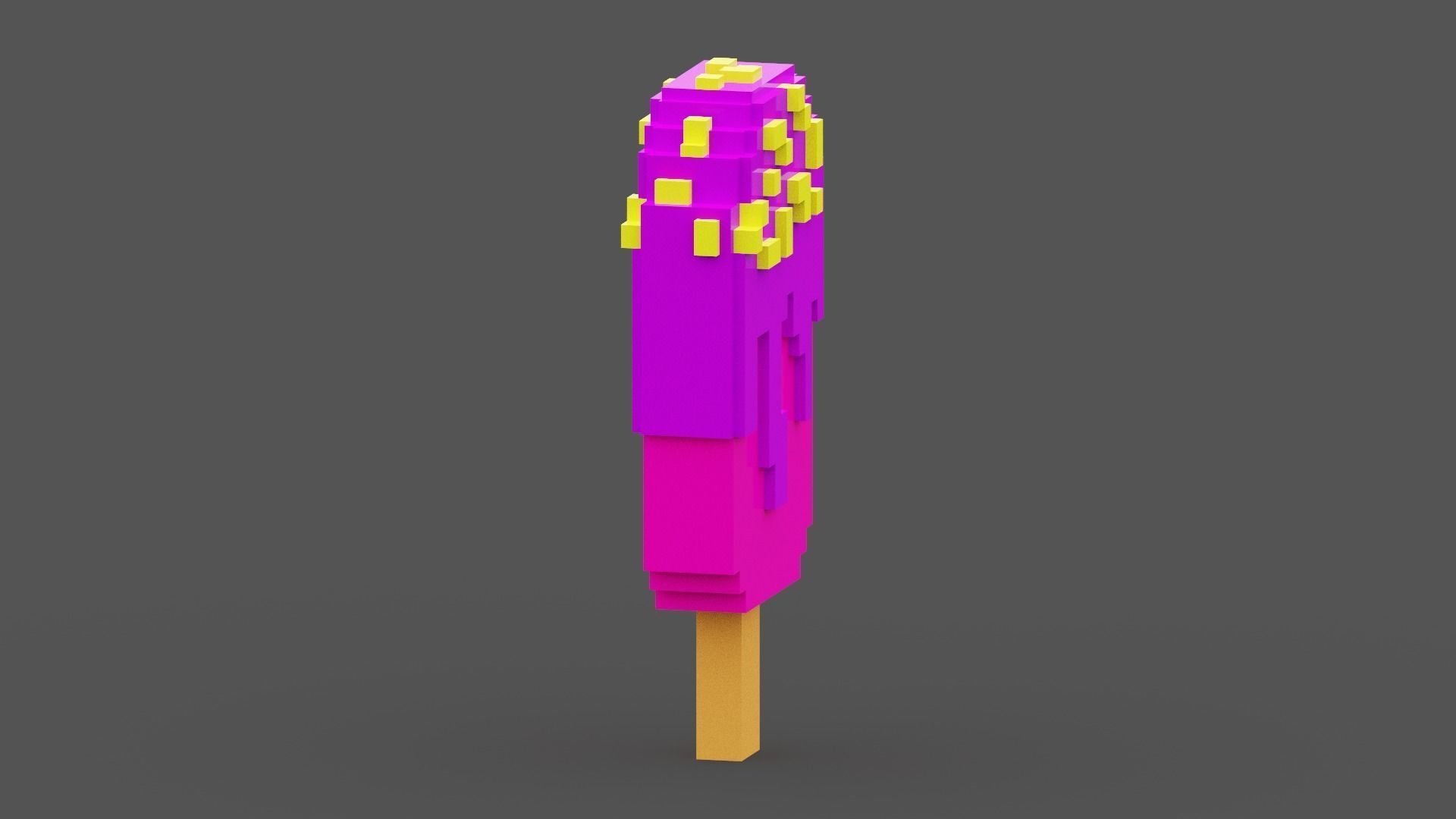 Voxel Pink Ice Cream Low-poly 3D model_11
