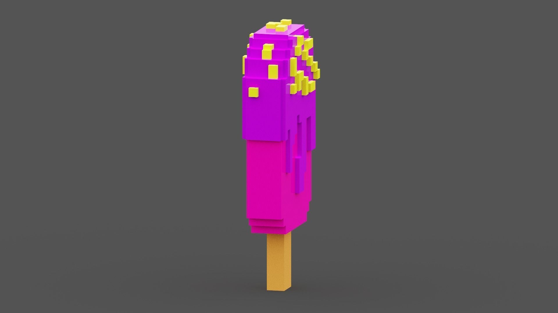 Voxel Pink Ice Cream Low-poly 3D model_5