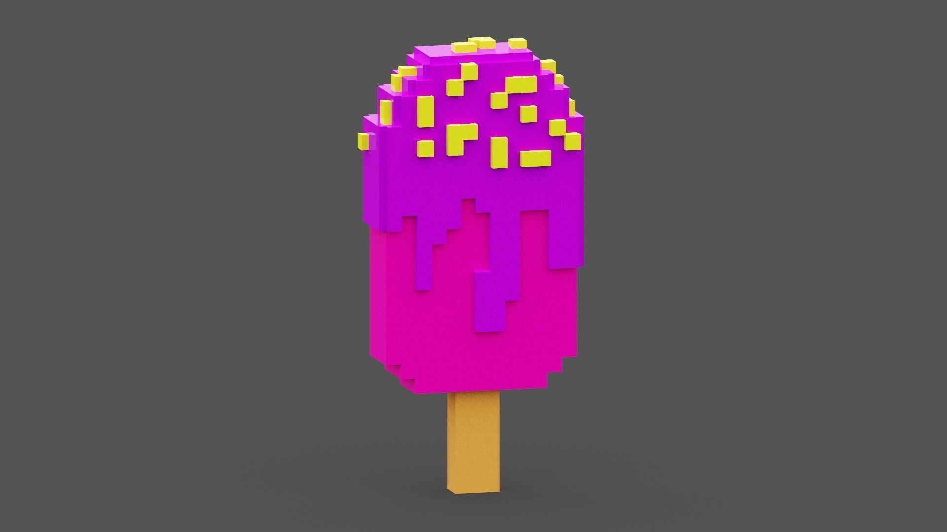 Voxel Pink Ice Cream Low-poly 3D model_7