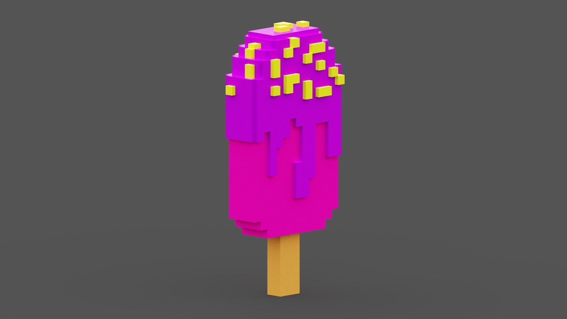 Voxel Pink Ice Cream Low-poly 3D model_6