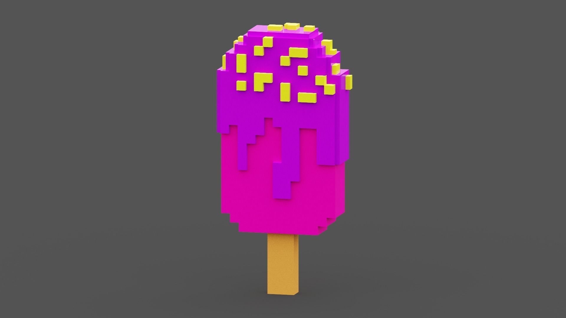 Voxel Pink Ice Cream Low-poly 3D model_8