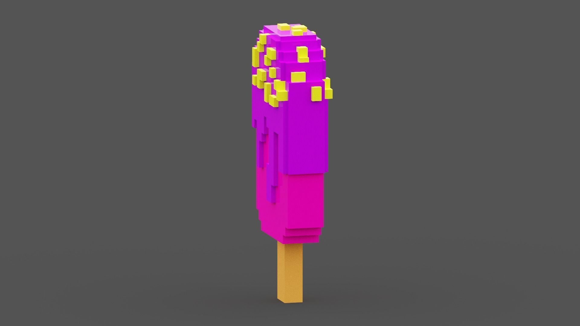 Voxel Pink Ice Cream Low-poly 3D model_10