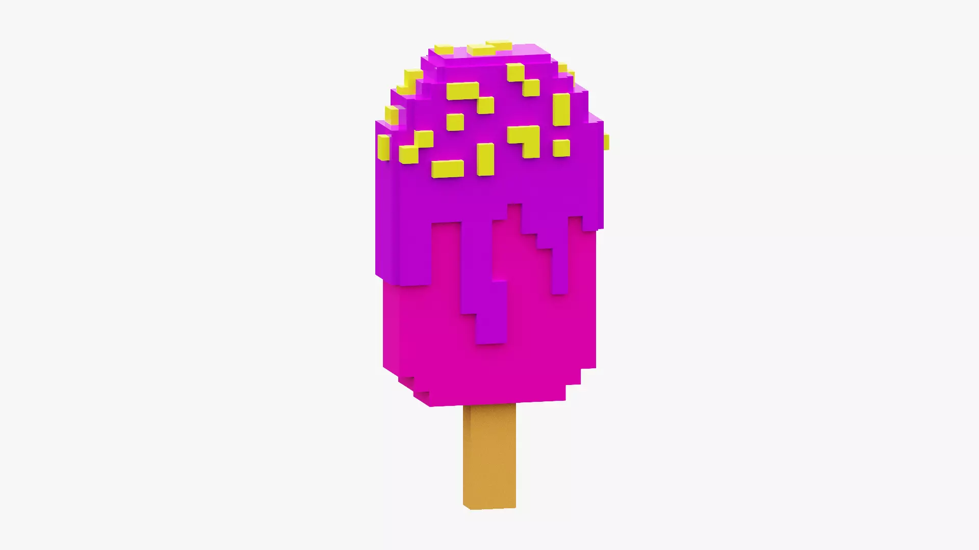 Voxel Pink Ice Cream Low-poly 3D model_0