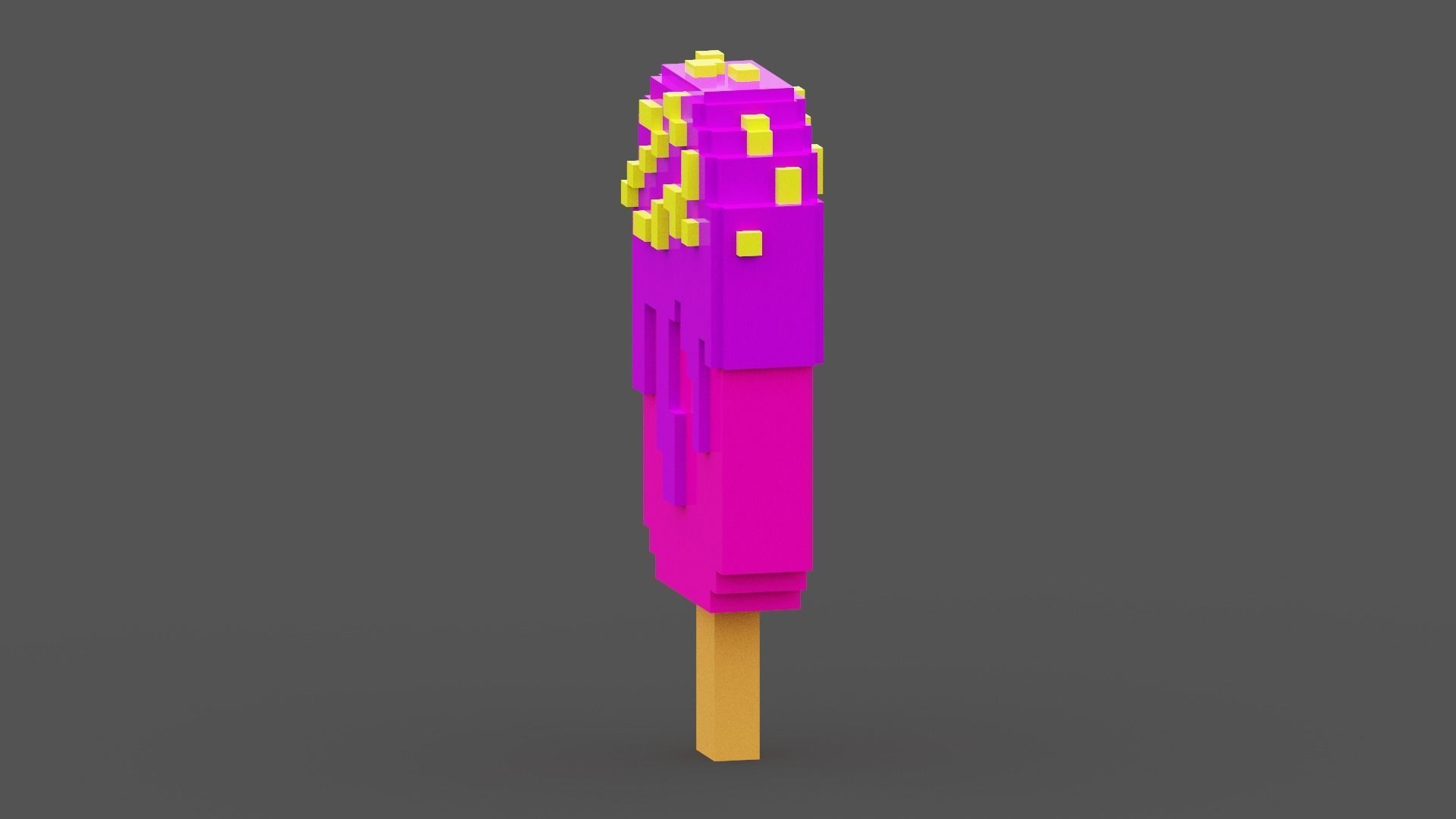 Voxel Pink Ice Cream Low-poly 3D model_4