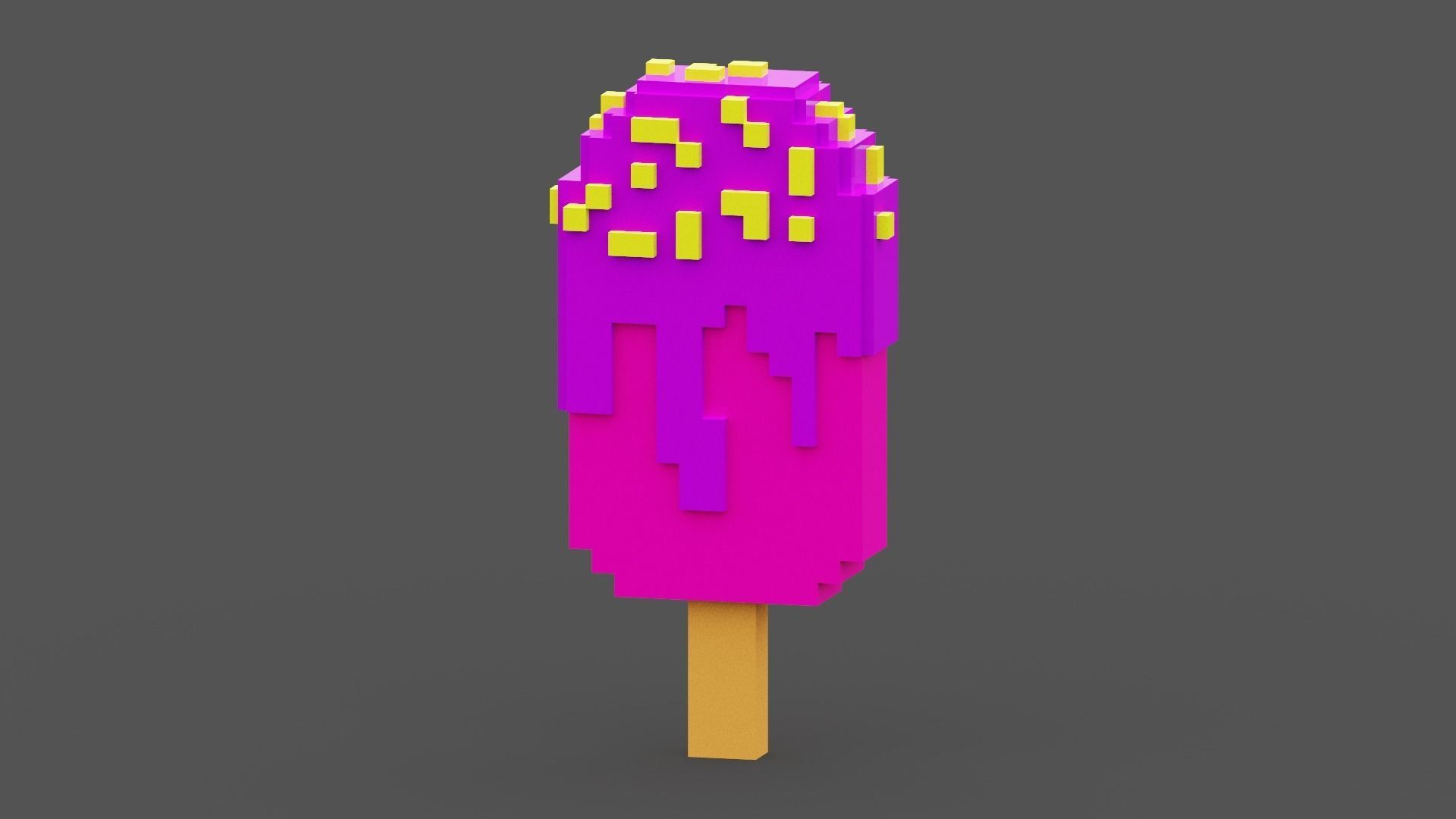 Voxel Pink Ice Cream Low-poly 3D model_2