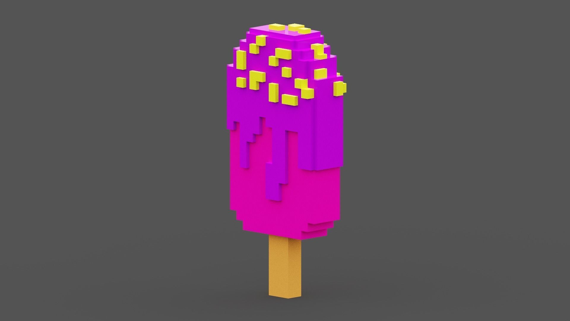 Voxel Pink Ice Cream Low-poly 3D model_9
