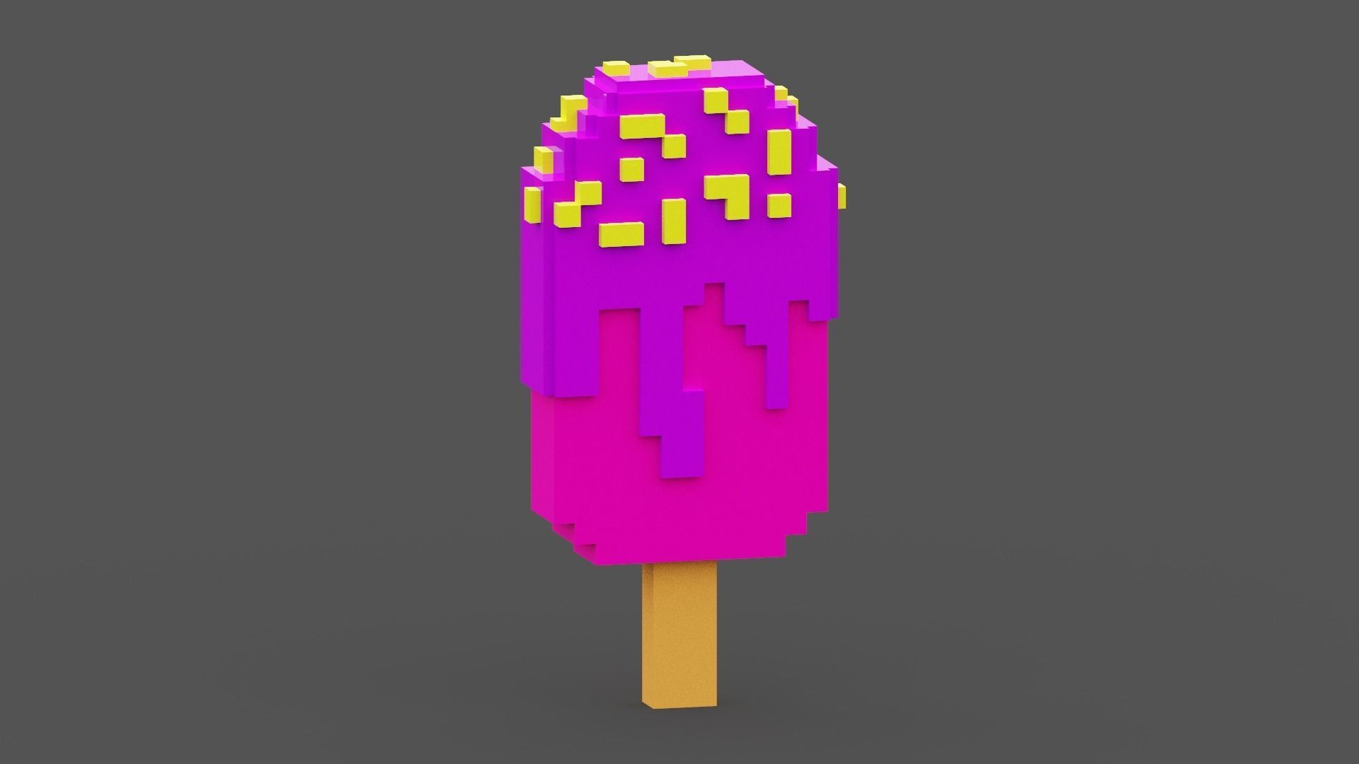 Voxel Pink Ice Cream Low-poly 3D model_1