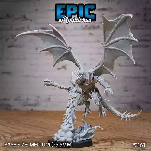 Winged Half Dragon Firebreath - DnD Tabletop Miniature 3D Model 