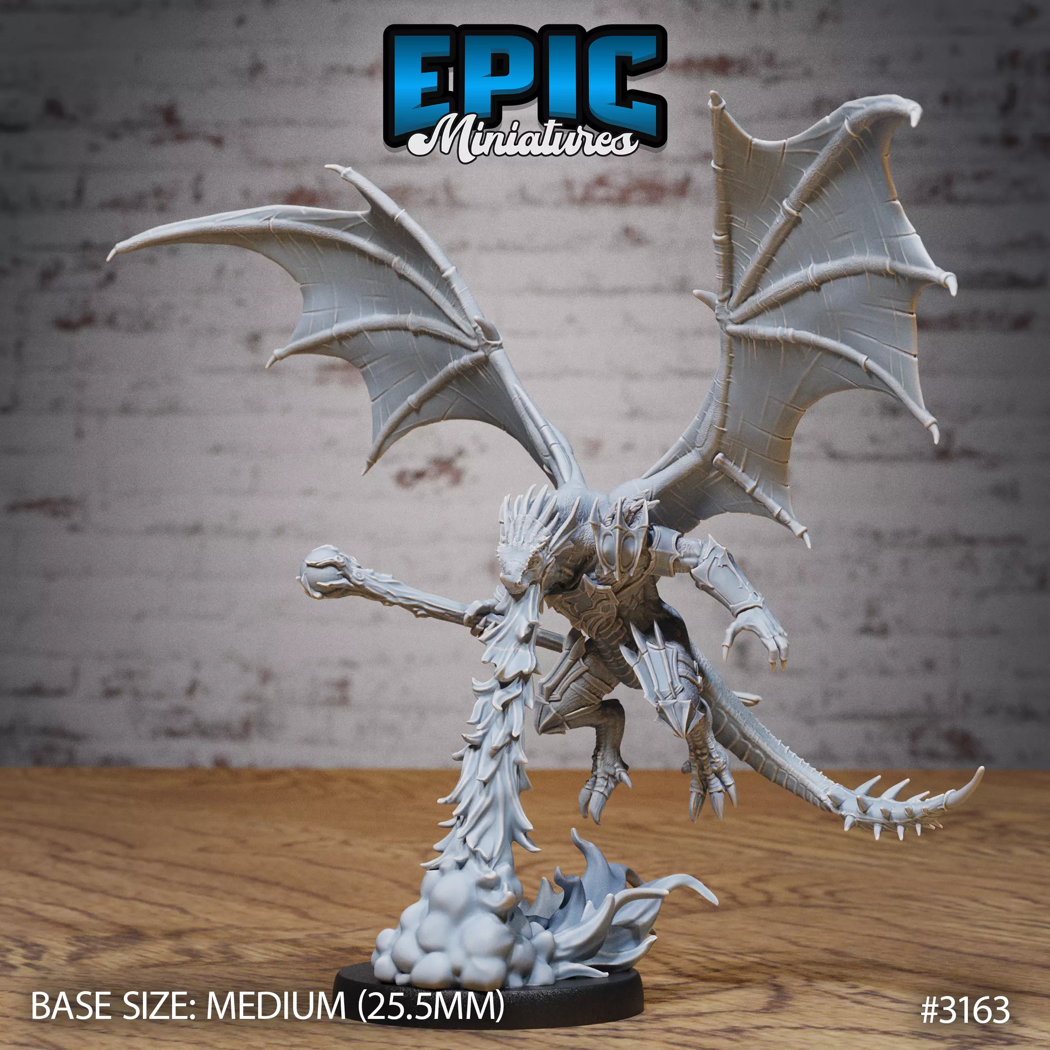 Winged Half Dragon Firebreath - DnD Tabletop Miniature 3D Model 3D print model