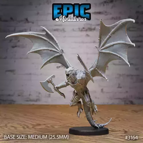 Winged Half Dragon Flying - DnD Tabletop Miniature 3D Model  3D print model