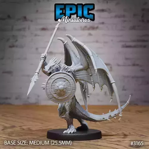 Winged Half Dragon Spear - DnD Tabletop Miniature 3D Model 