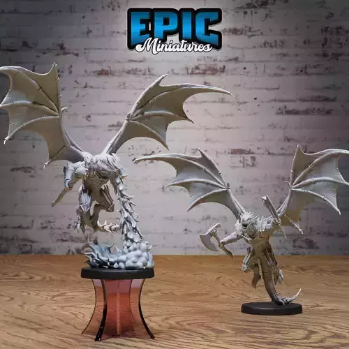 Winged Half Dragon Flying Set - DnD Tabletop Miniature 3D Model  3D print model