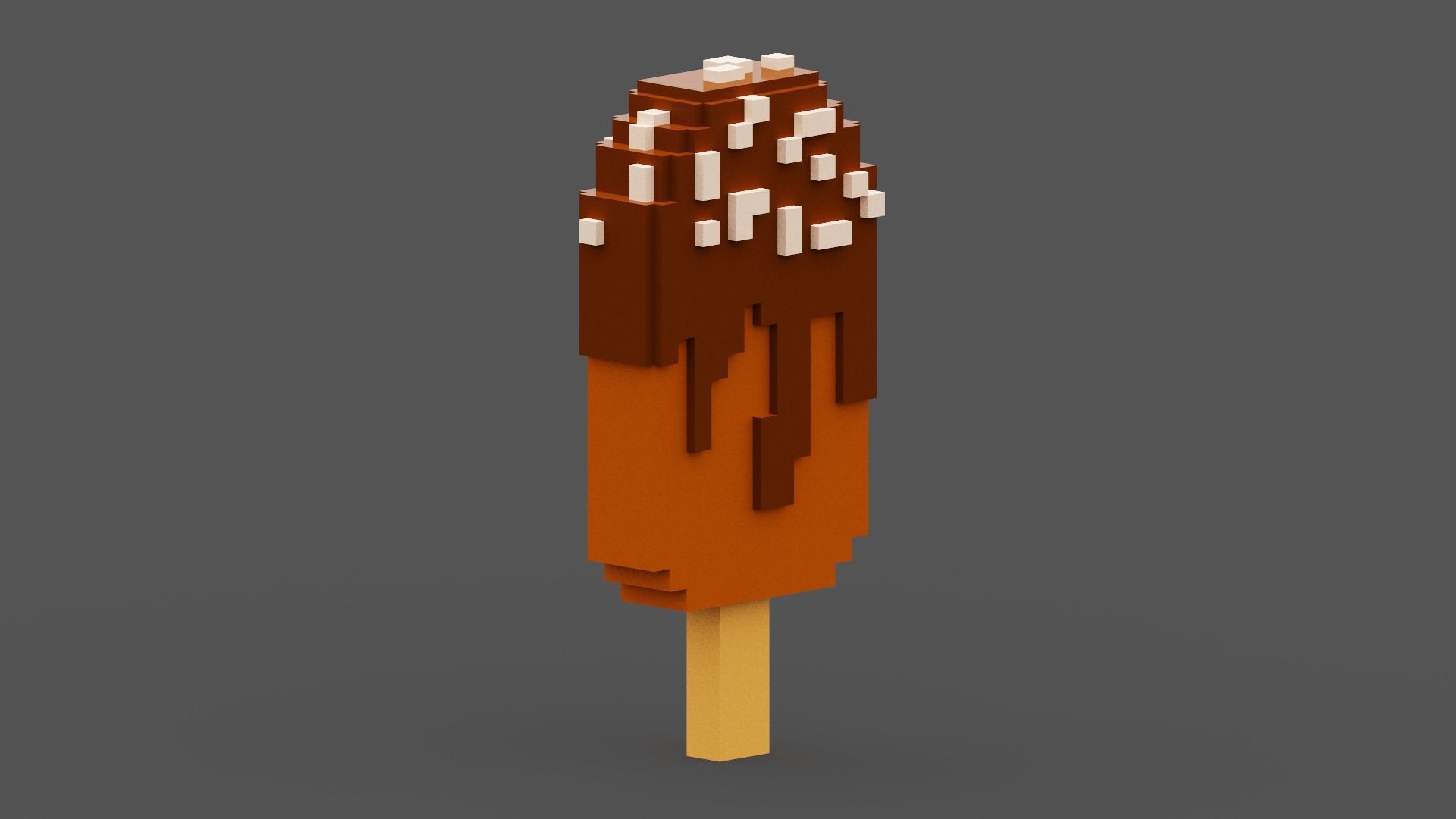 Voxel Chocolate Ice Cream Low-poly 3D model_6