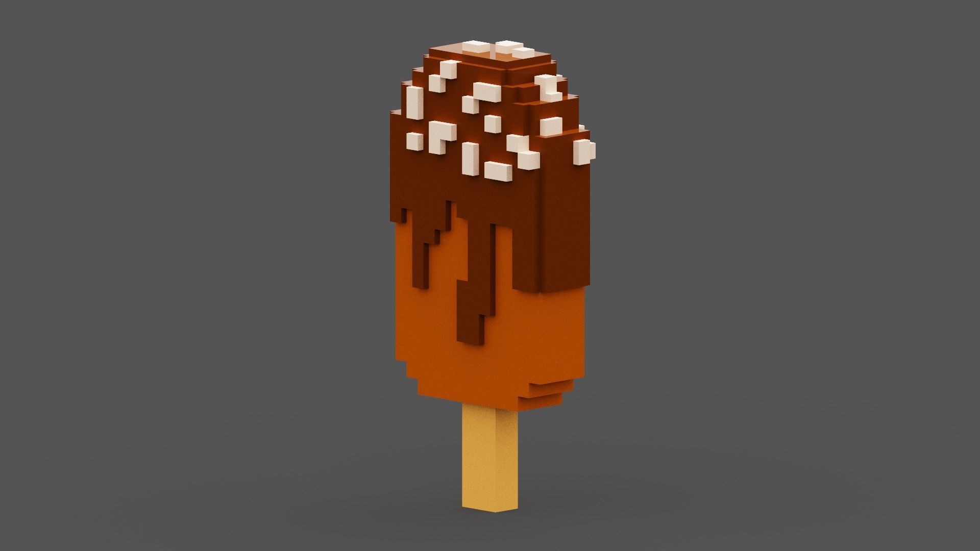 Voxel Chocolate Ice Cream Low-poly 3D model_9