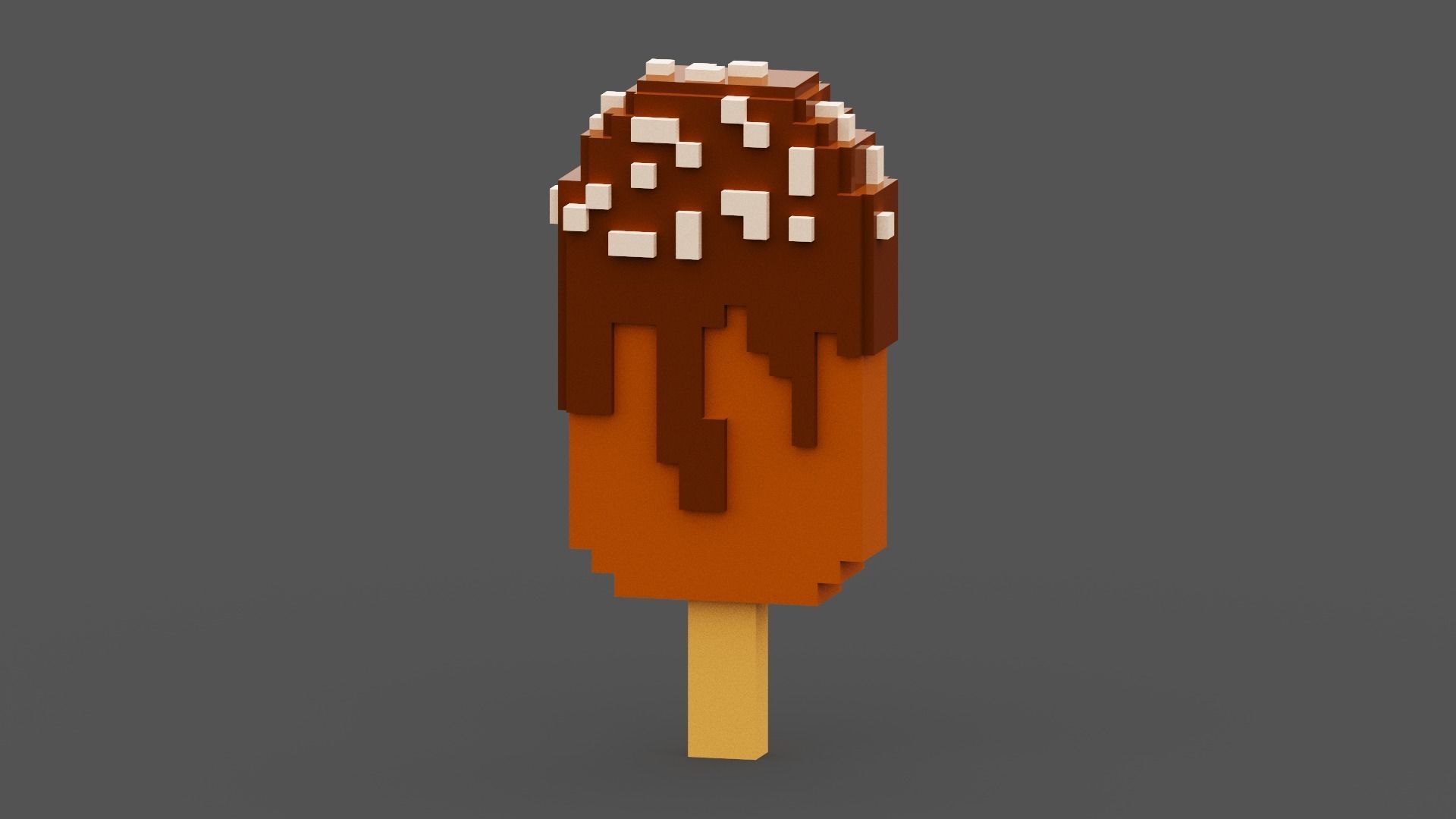 Voxel Chocolate Ice Cream Low-poly 3D model_2