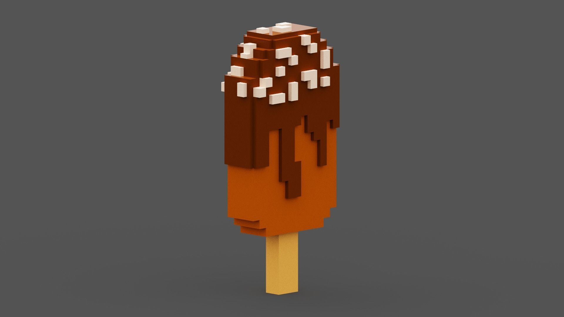 Voxel Chocolate Ice Cream Low-poly 3D model_12