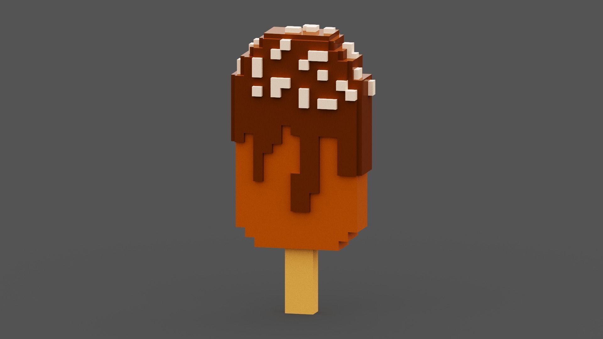 Voxel Chocolate Ice Cream Low-poly 3D model_8