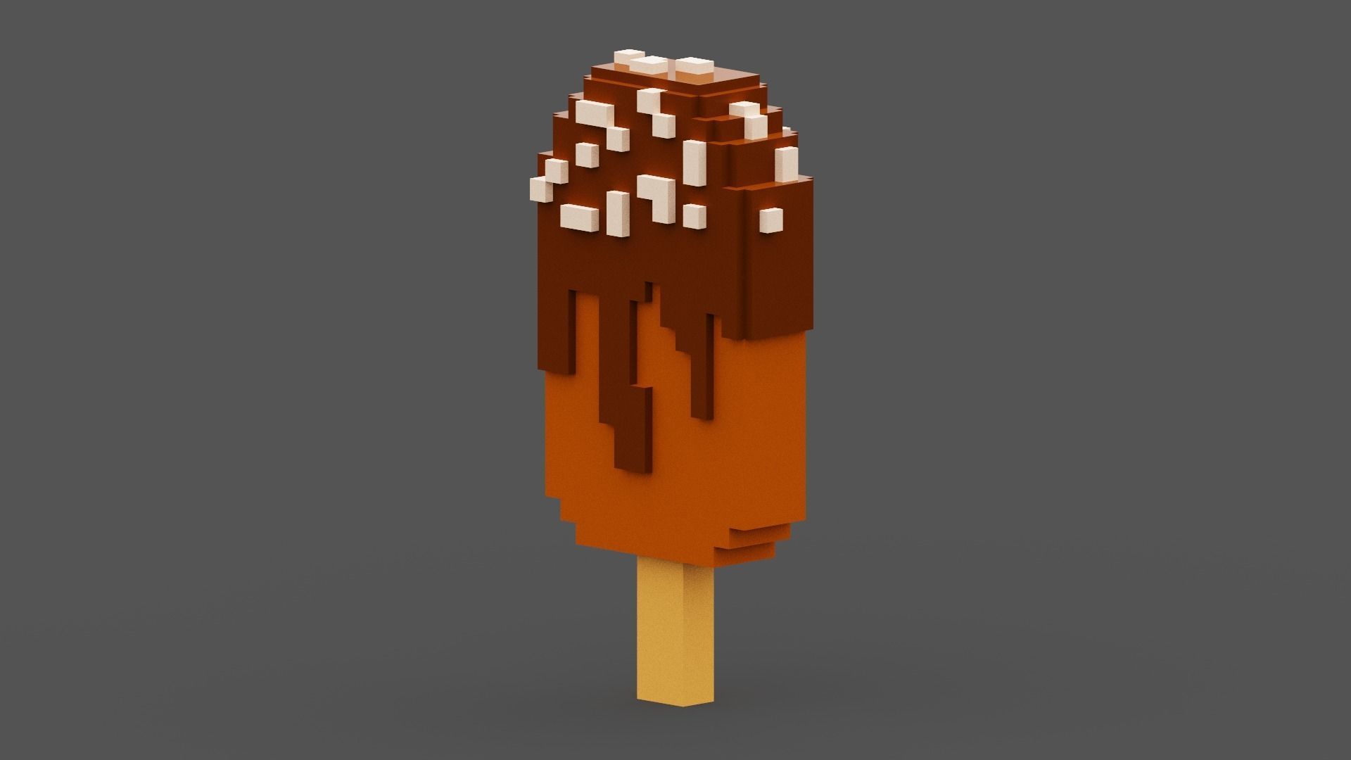 Voxel Chocolate Ice Cream Low-poly 3D model_3
