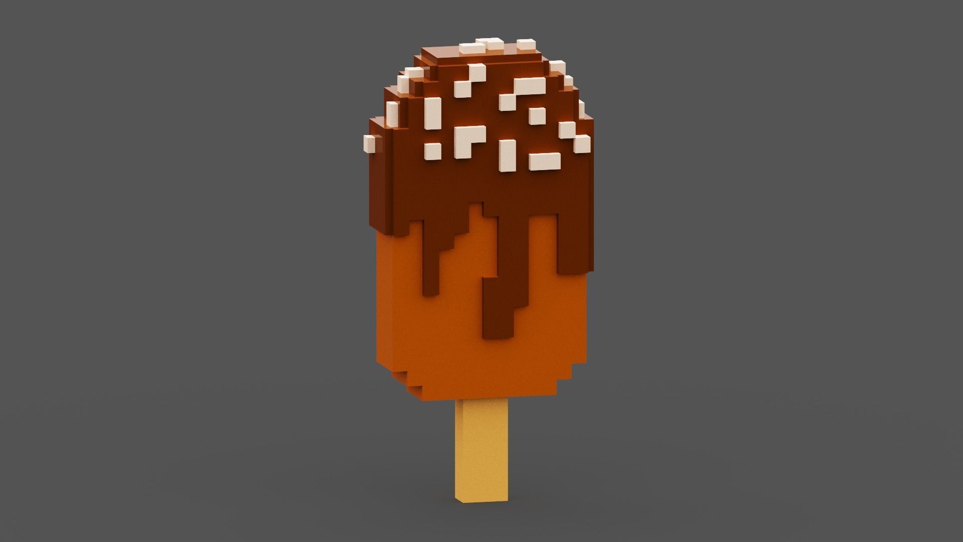 Voxel Chocolate Ice Cream Low-poly 3D model_7