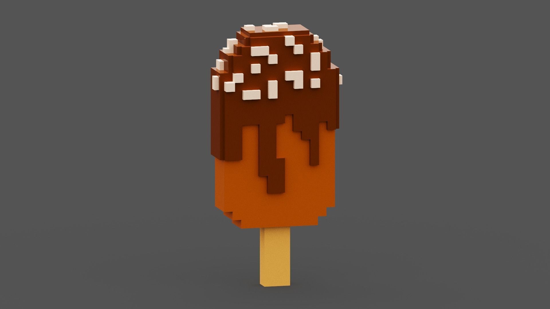Voxel Chocolate Ice Cream Low-poly 3D model_1