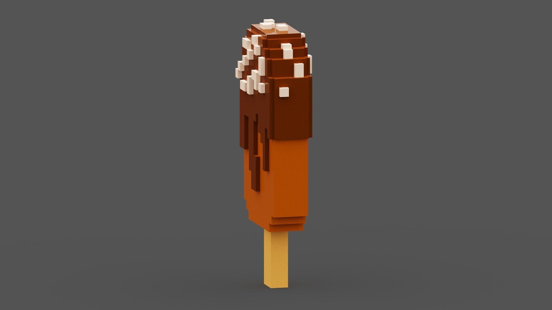 Voxel Chocolate Ice Cream Low-poly 3D model_4