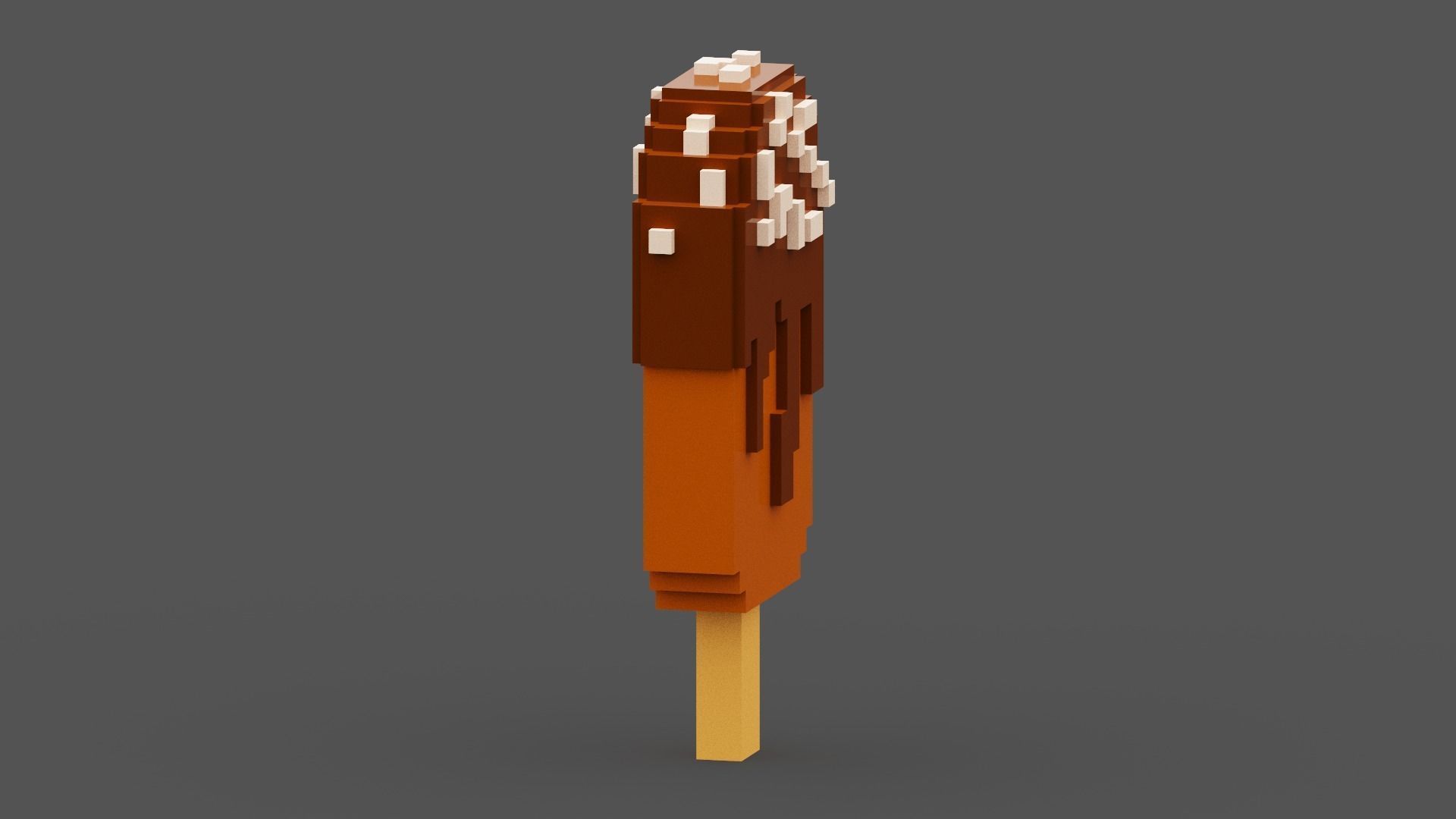 Voxel Chocolate Ice Cream Low-poly 3D model_5