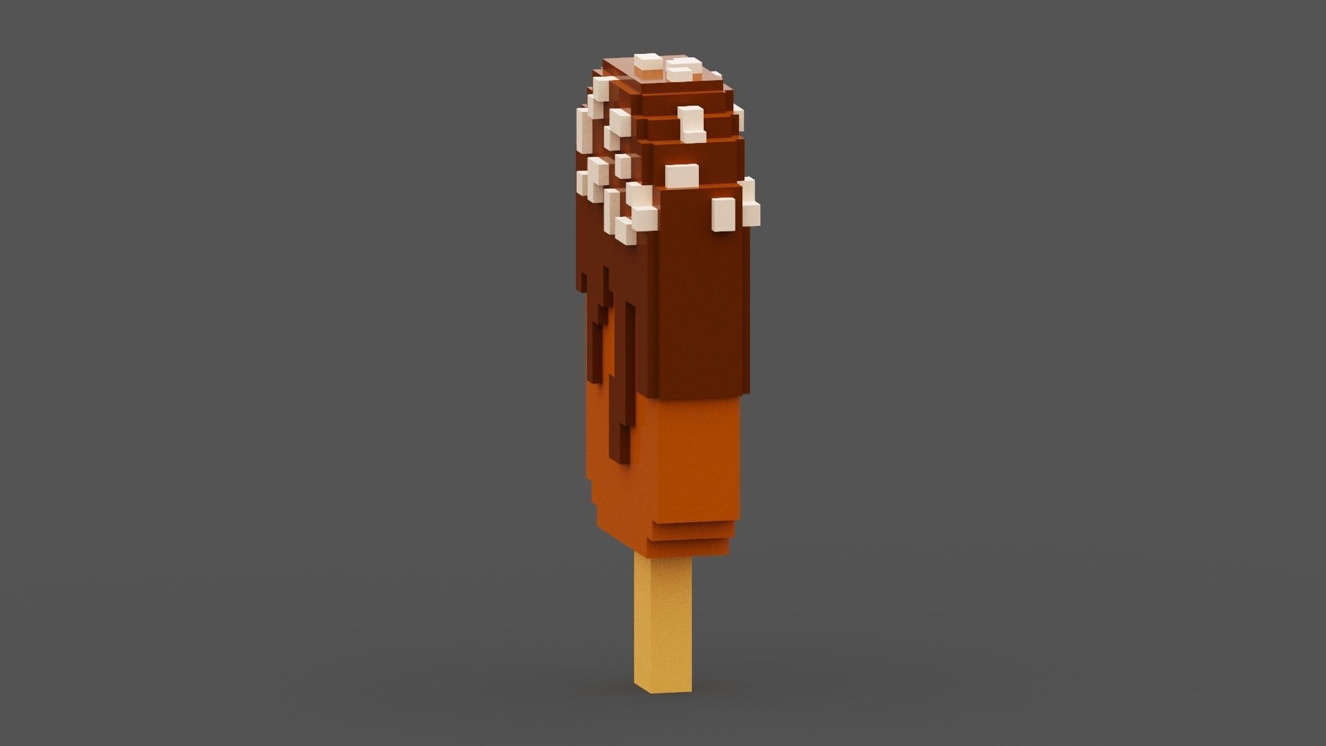 Voxel Chocolate Ice Cream Low-poly 3D model_10