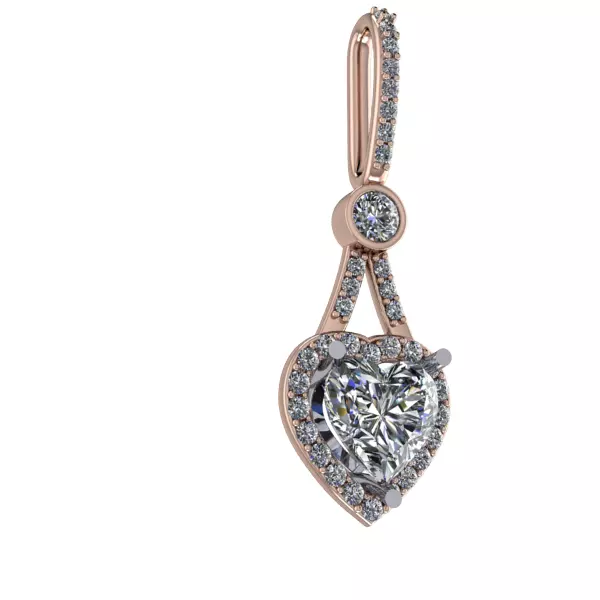Modern Halo Heart Diamond Pendant Necklace 3D print model