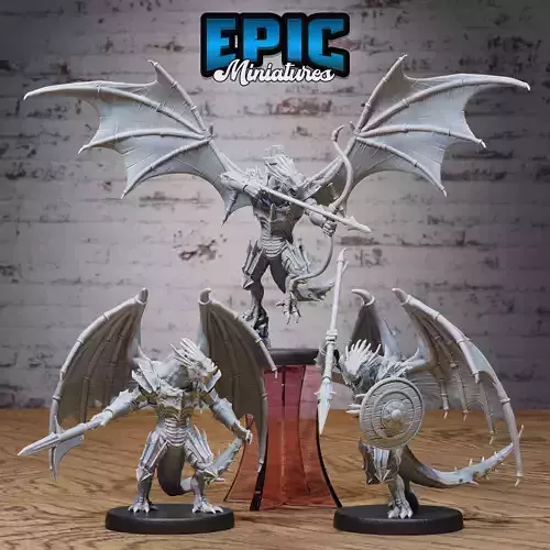 Winged Half Dragon Set - DnD Tabletop Miniature 3D Model  3D print model