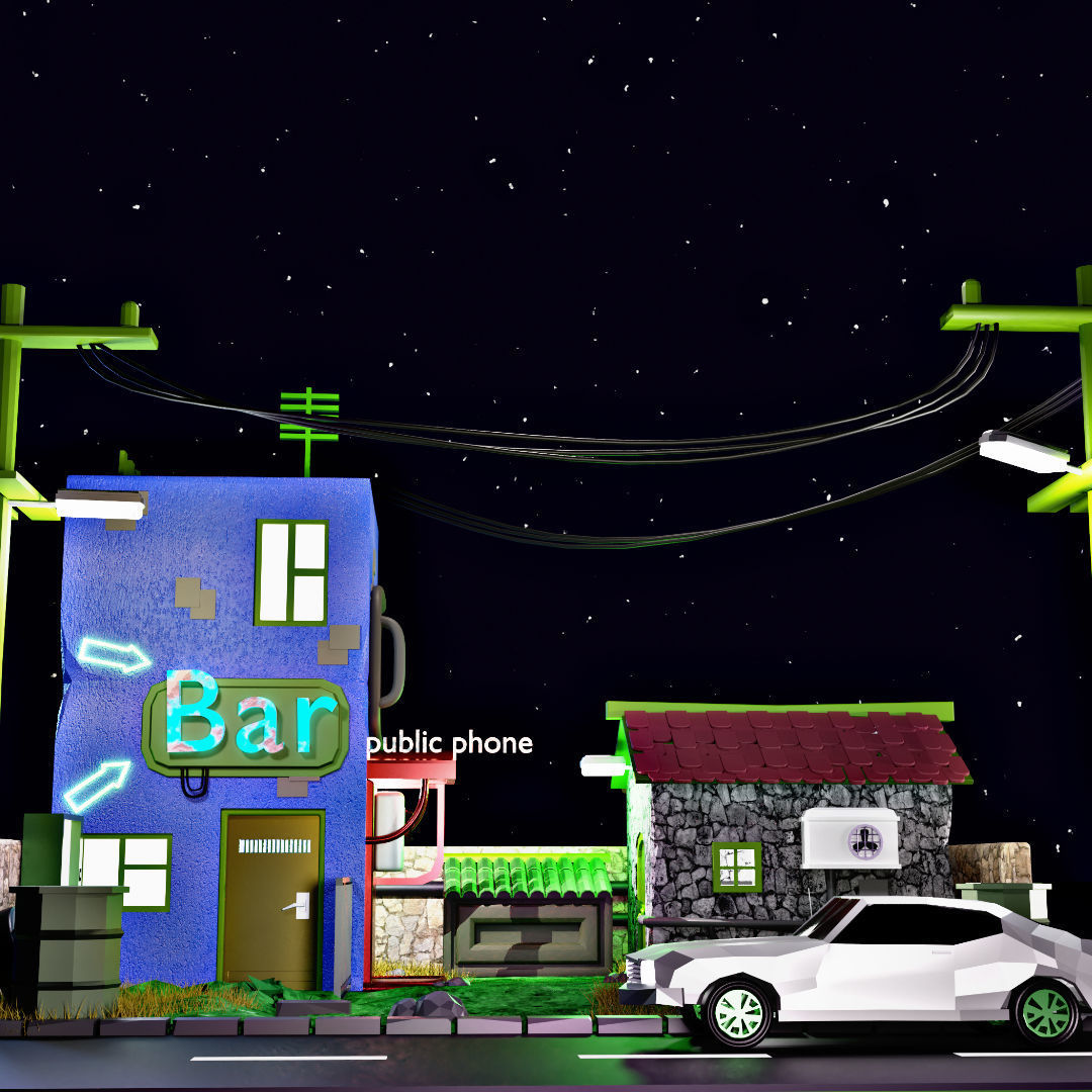 3d isometric scene  Low-poly 3D model_1