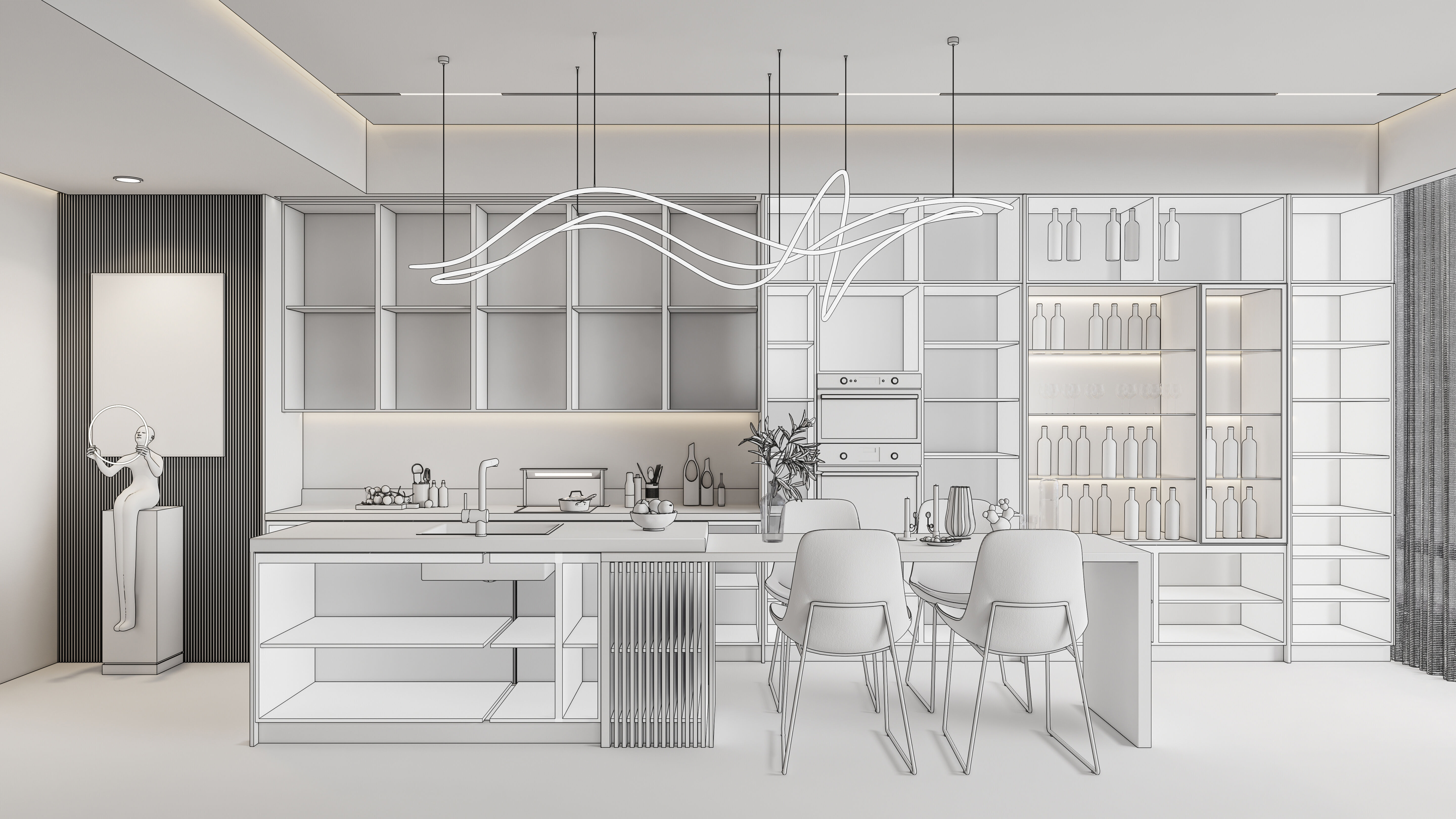 Kitchen fully parametric  Resizable manufacturable  0011 3D model_20