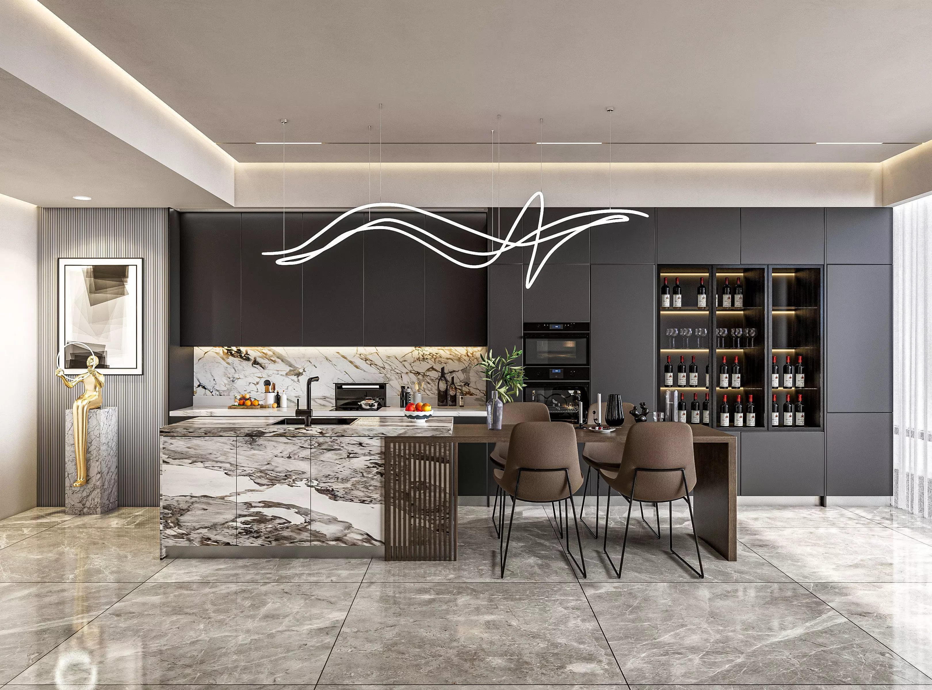 Kitchen fully parametric  Resizable manufacturable  0011 3D model_0