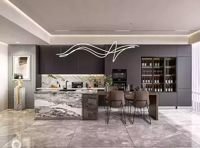 Kitchen fully parametric  Resizable manufacturable  0011 3D model