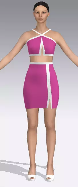 blouse and skirt  pink white strap Low-poly 3D model_0