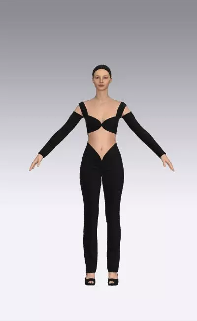 Heart neckline elastic detail slevee Low-poly 3D model_0
