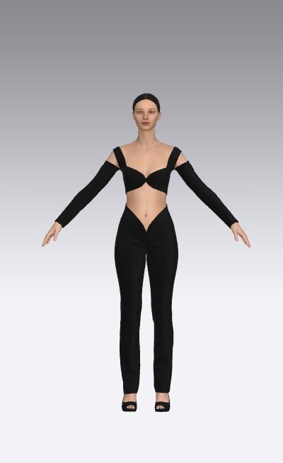 Heart neckline elastic detail slevee Low-poly 3D model_1