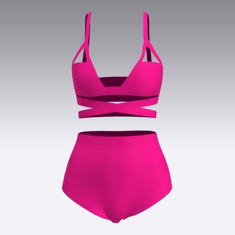 Swimwear swimsuit pink color Low-poly 3D model_1