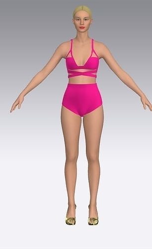 Swimwear swimsuit pink color Low-poly 3D model
