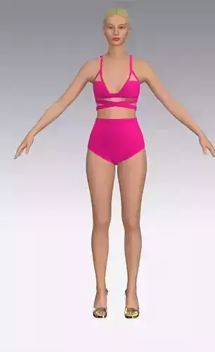 Swimwear swimsuit pink color Low-poly 3D model