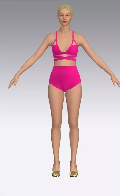 Swimwear swimsuit pink color Low-poly 3D model_0