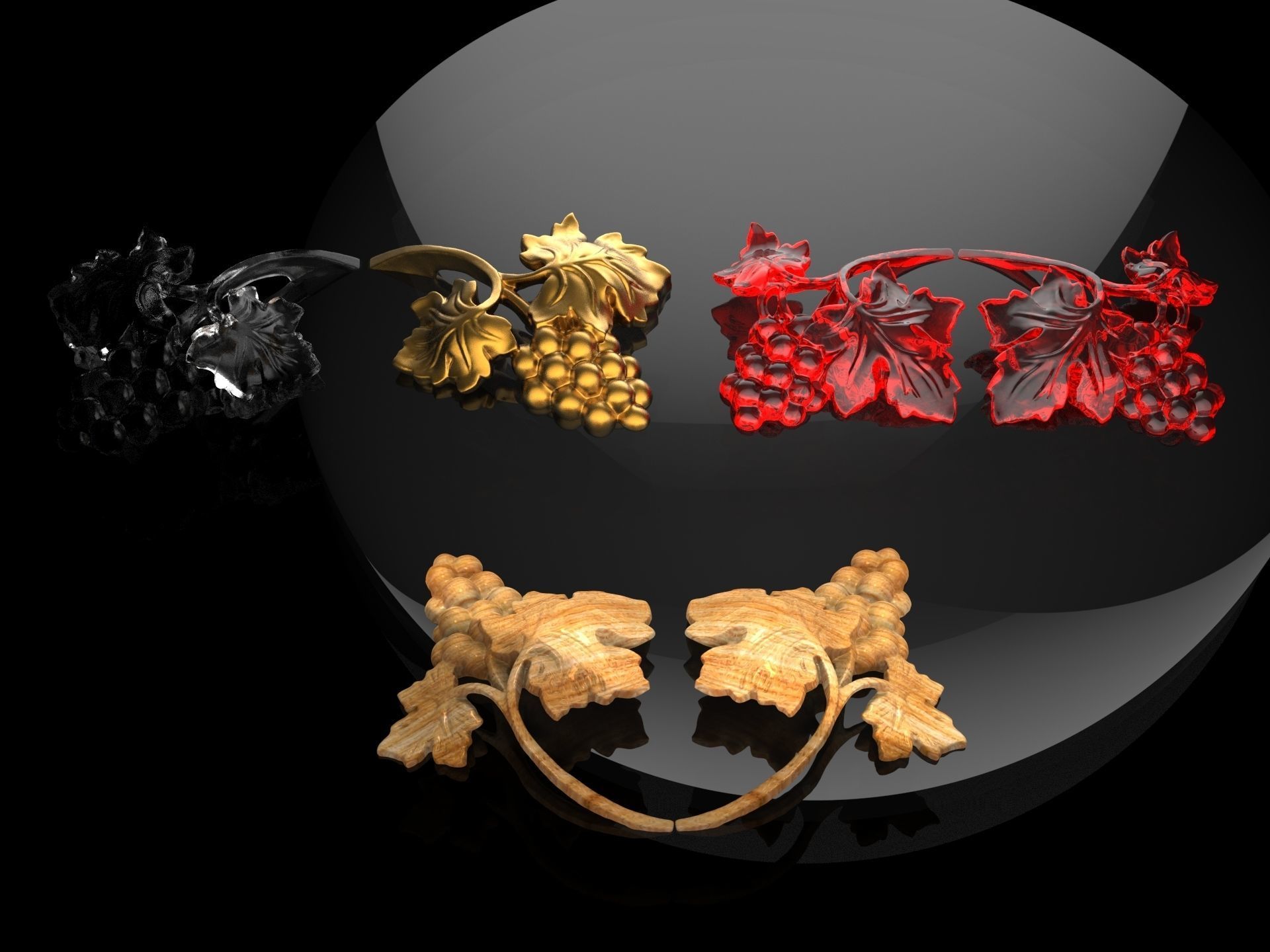 Bunch of grapes vine Decor elements 3D print model_17