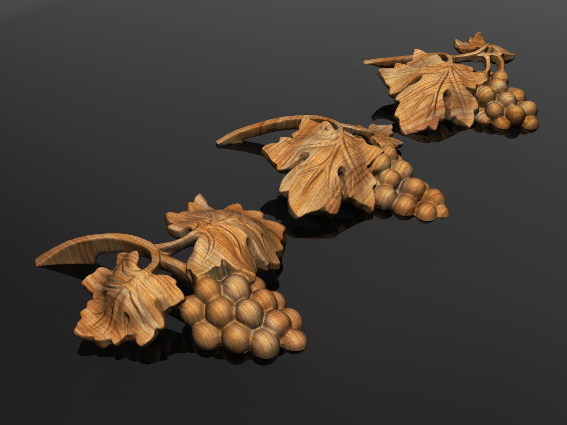 Bunch of grapes vine Decor elements 3D print model_1