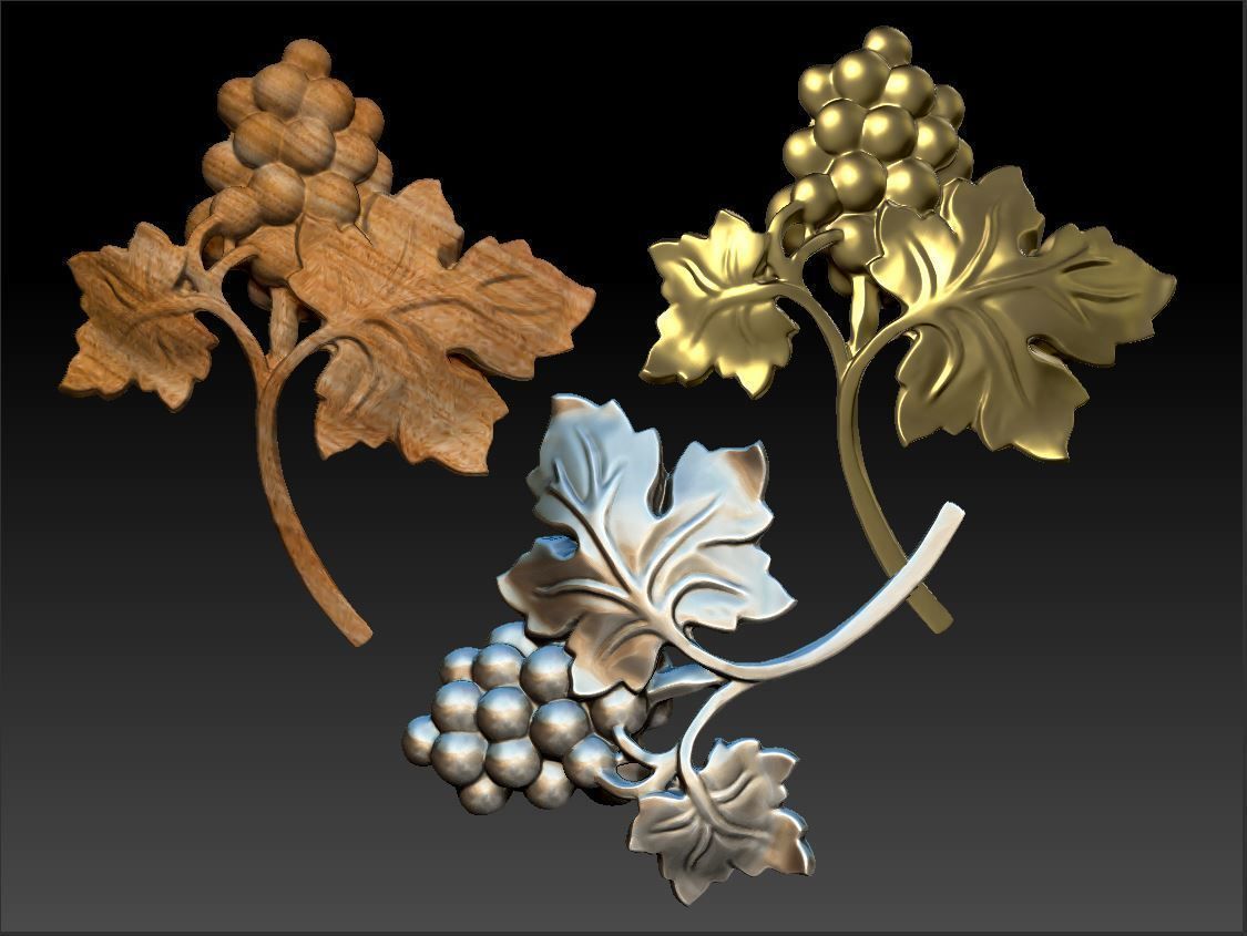 Bunch of grapes vine Decor elements 3D print model_10
