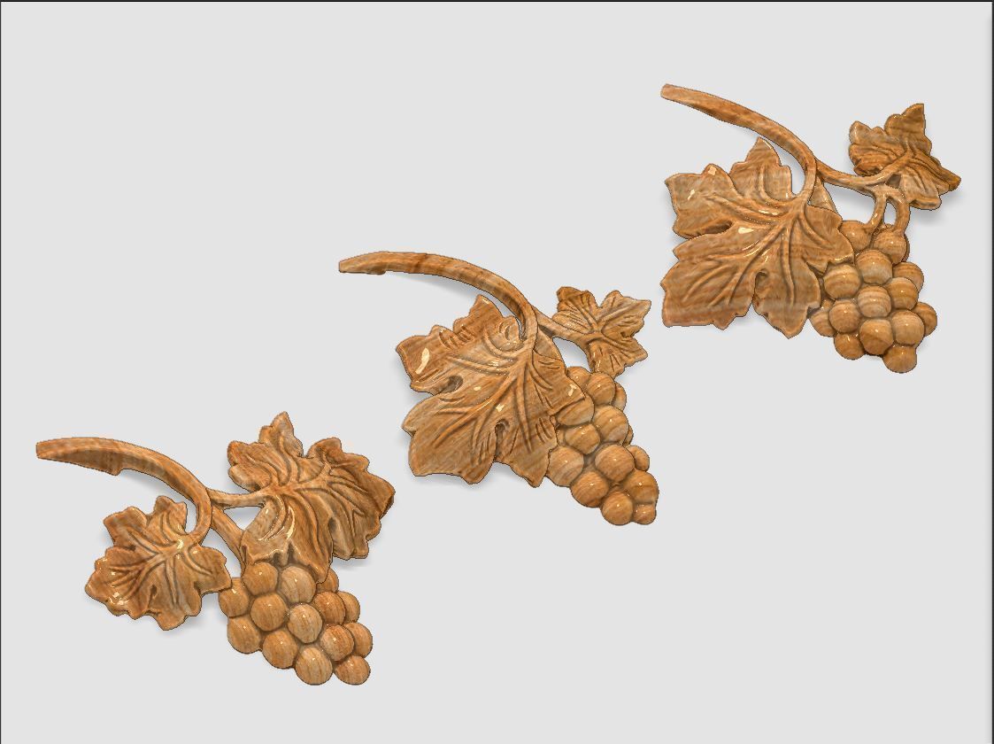 Bunch of grapes vine Decor elements 3D print model_7